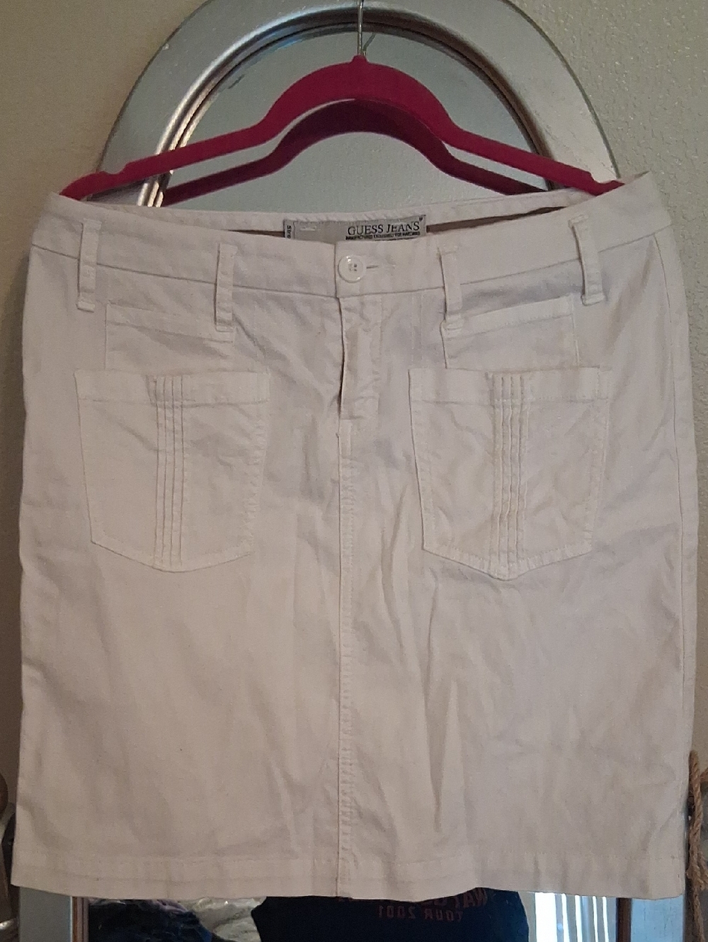 GUESS White Denim Jeans with Red Trim